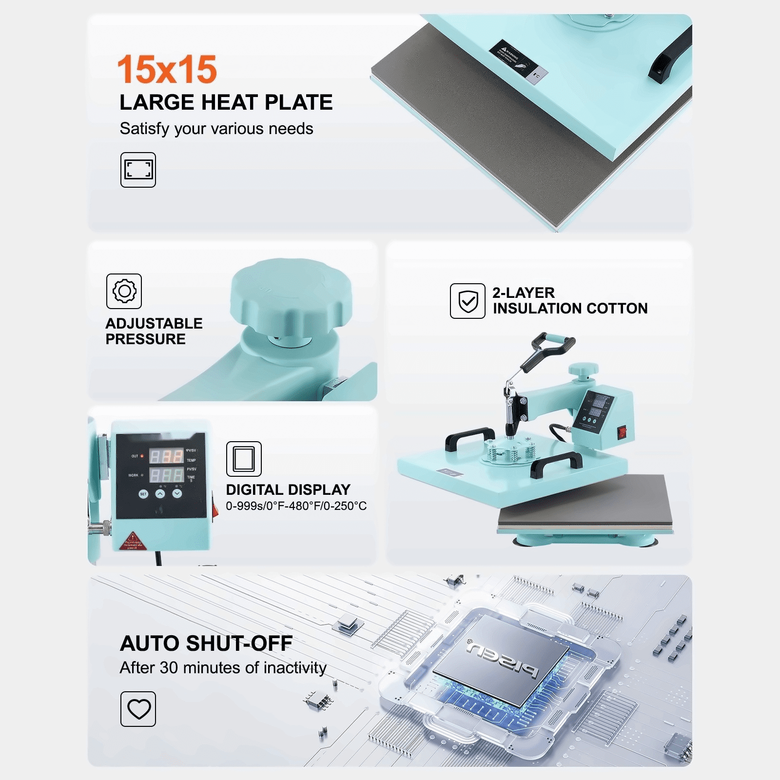 Heat Press Machine 15x15", 5 in 1 with 30oz Tumbler Press, for T-Shirts, Mugs, Hats - Versatile DIY Crafting & Personalization
