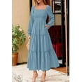 thumbnail image 2 of PRETTYGARDEN Maxi Dresses for Woman Fall Boho Long Sleeve Smocked A Line Ruffle Holiday Party Long Dress with Pockets, 2 of 6