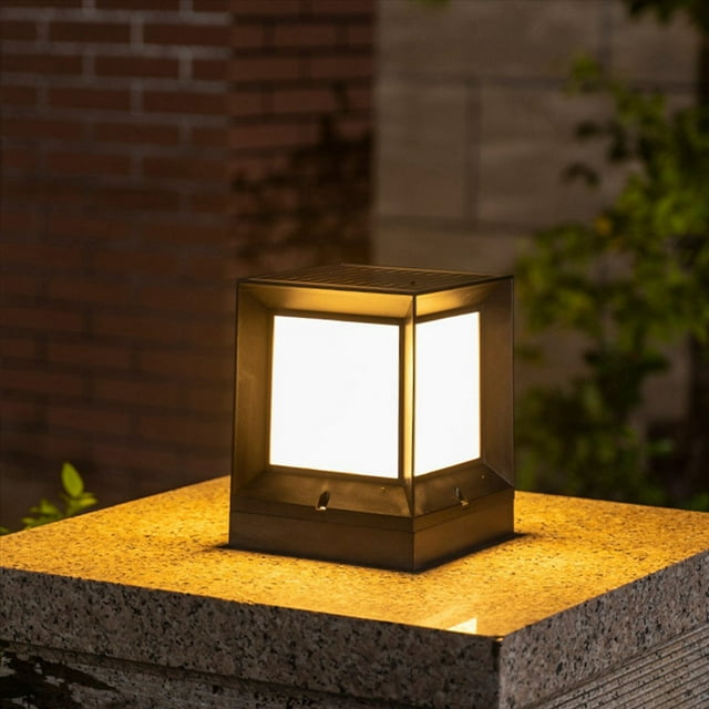2X de Columna Solar LED LáMpara de Pilar con EnergíA Solar Luz de Pared Impermeable para Exteriores para JardíN PaisajíStico de Patio 10CM