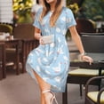 thumbnail image 3 of Rocae Cute Goose On A Blue Sky for Dresses Summer Casual Ruffle Short Sleeve Cute Crew Neck Flowy Dress with Pockets, 3 of 6