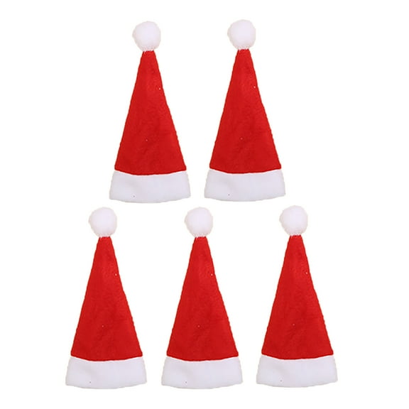 5Pc Mini Christmas Hats, Christmas Candy Cane Hats, Christmas Non-Woven Fabric Hats (4Cm X 7Cm) - Lollipop Christmas Hat Small Mini Candy Santa Claus Cap Decoration Party