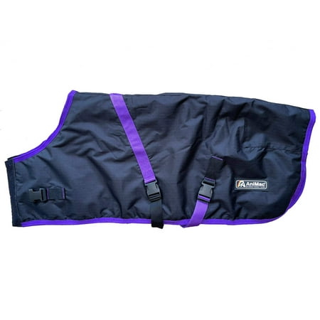 AniMac Super Calf Jacket - X-Large 32 - Waterproof Breathable Livestock Coat for Calves Sheep Alpaca Goats and Dogs - Black/ Purple