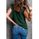 thumbnail image 1 of ABPHQTO Camiseta sin mangas de lunares con volantes y cuello vuelto verde para mujer, 1 of 5