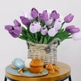 thumbnail image 3 of HAOSHICS 30pcs Artificial Tulips Flowers Fake Latex Tulip Stems - Real Touch Faux Colorful,for Easter Spring Wedding Bouquet Centerpiece Floral Arrangement Wedding Table Decor (Multi-color04), 3 of 14