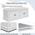 thumbnail image 2 of Rectangle Storage Bench with 4 Doors and Adjustable Shelves, Modern Linen Upholstered Wooden Shoe Bench with Removable Cushion and Round Handles for Living Room Entryway Porch, White, 2 of 8