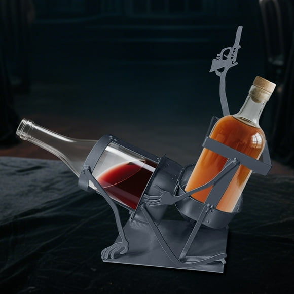 Stylish Metal Skeleton Drink Bottle Holder Stand For Whisky And Cola Home Bar Table