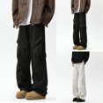 thumbnail image 1 of Styesk Men's Pants Man Solid Color Pockets Drawstring Cargo Pants Trousers, 1 of 9