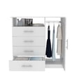 thumbnail image 6 of Cterwk Wood Storage Cabinet with Single Door and Open Shelf, 4 Drawer Dresser for Home, Bedroom, White, 6 of 7