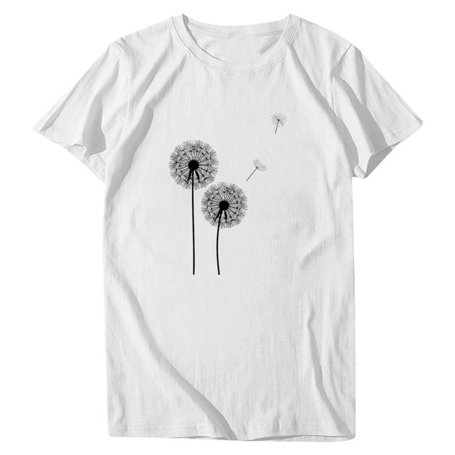Blusa de manga corta con cuello redondo y estampado de tallas grandes para mujer OAVQHLG3B Store lin121212