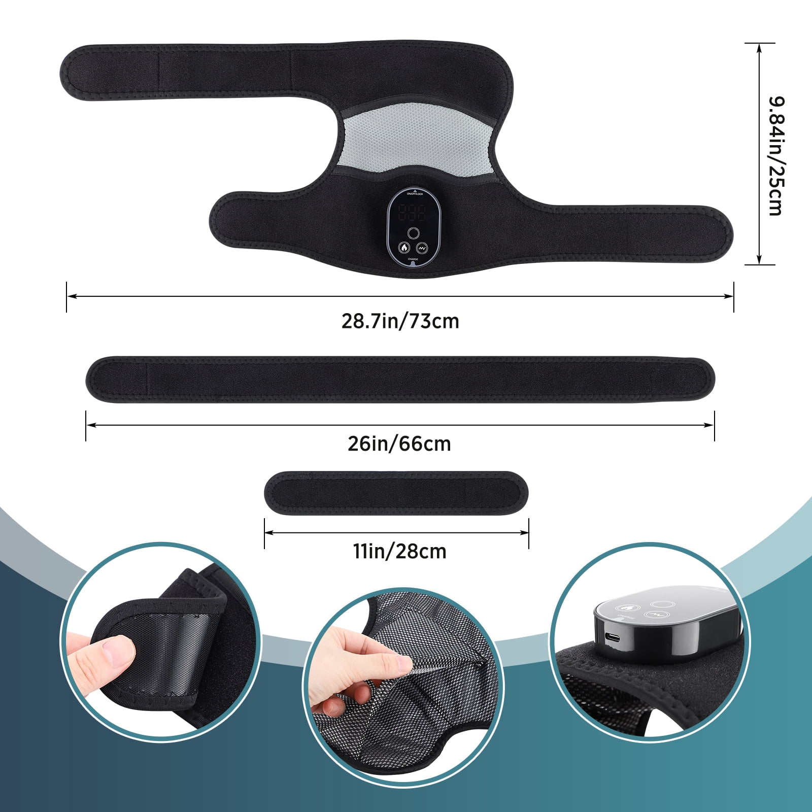 Flaremore Heated Knee Massager,Vibration Knee Heating Pad,Cordless Shoulder Heating Pads Elbow Brace 3 in 1 with 6 Heat Level 3 Vibration for Joint Discomfort Stress Relief,Gift for Men Womem,1PC