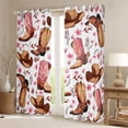 thumbnail image 2 of Manfei Cool Western Cowgirl Black Out Curtains,Boho Cowboy Boots Curtains Pack of 2 (42x63 Each),Pink Flower Blossom Bedroom Curtains For Girls Kids,Super Cozy Room Decor, 2 of 6