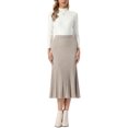 thumbnail image 2 of INSPIRE CHIC Knit Maxi Skirt for Women's Elastic High Waist Casual Soft Striped Pleated Skirt XS Camel, 2 of 6