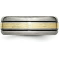 thumbnail image 4 of Chisel Titanium Antiqued and Brushed with 14k Gold Inlay 8.2mm Grooved Band - Ring Size 13.5, 4 of 8