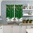 thumbnail image 3 of Christmas Green Kitchen Curtain 63 Inch Length Window Curtains and Drapes for Cafe/Living Room, Winter White Snowflakes Xmas Balls Window Treatment Rod Pocket Drapery Panels Curtains,42x63, 3 of 5