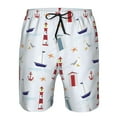 thumbnail image 4 of Kll Nautical Lighthouse Sailboat Men'S Casual Summer Beach Shorts Hawaiian Shorts With Pockets-3x-Large, 4 of 9