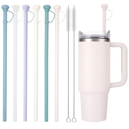 12"Silicone Straws set of 6 Compatible with 30oz and 20oz Cup Tumbler，Reusable Drinking Straws Extra Long