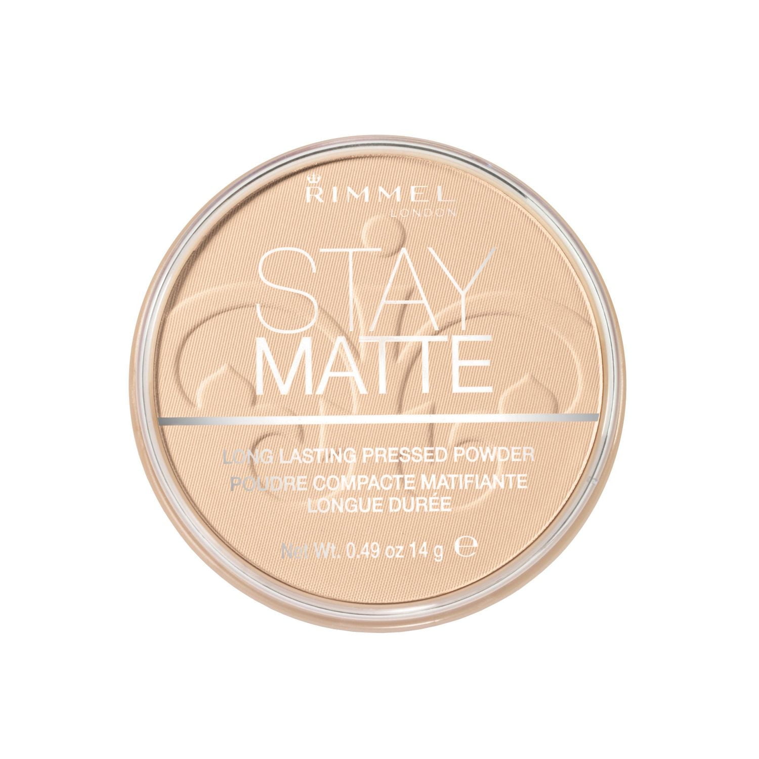 Rimmel Poudre pressée Stay Matte, texture légère et crémeuse, couvrance élevée, contrôle durable de la brillance jusqu'à 5H, 100% Sans Cruauté Fini mat