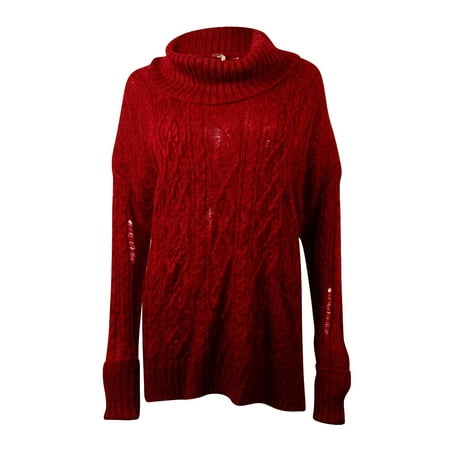 Free People Womens Complex Cable Pullover Deep Red Combo MD (Women's 8-10)