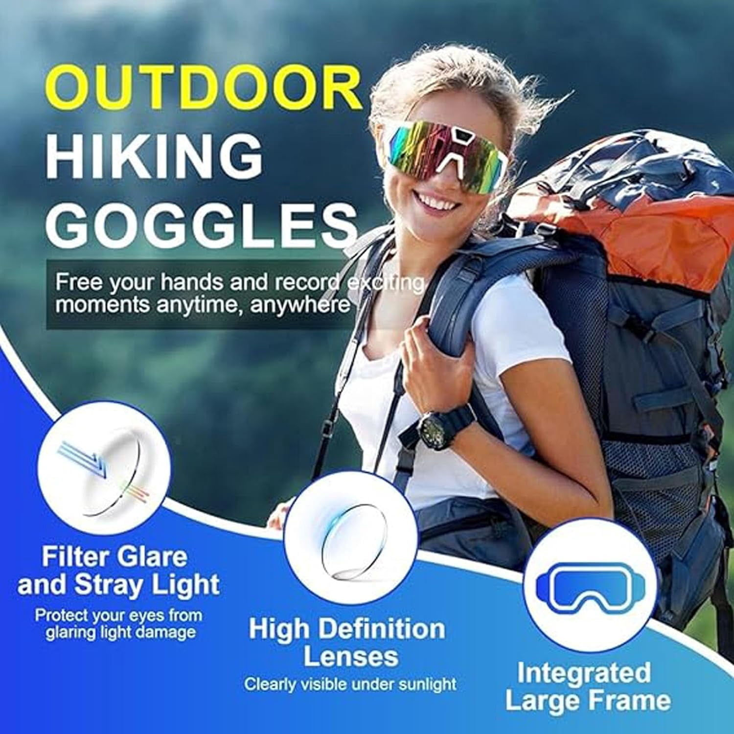 4K HD Video Camera Baseball Glasses with Camera POV Pro Sports Glasses Recording Action Cameras Sunglasses 2026 Upgrade Smart Video Recording Glasses for Action Sports with Memory (Black B)