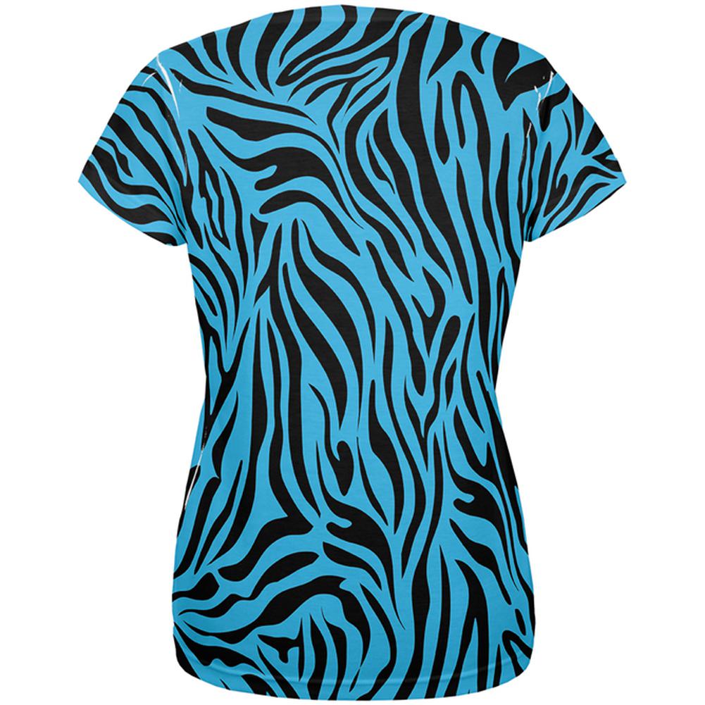 Zebra Print Blue All Over Womens T-Shirt - Small - image 2 of 2
