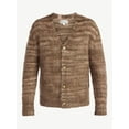 thumbnail image 5 of No Boundaries Stripe V Neck Brushed Cardigan Sweater with Long Sleeves, Men's & Big Men's, 5 of 5
