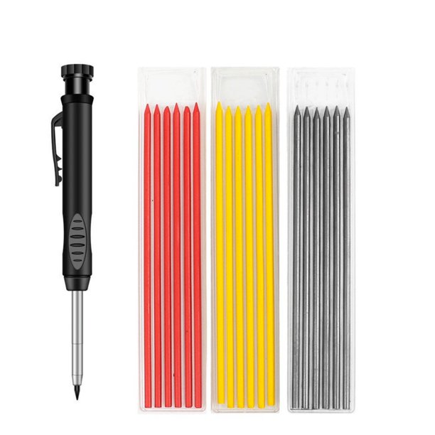 Xihbxyly Juego de Lápices de Carpintero, 18 Recambios, Lápices Mecánicos de Construcción, Sacapuntas Integrado, Diseño de Clip Portátil, Herramientas de Carpintería, Regalos para Contratistas, Marcad