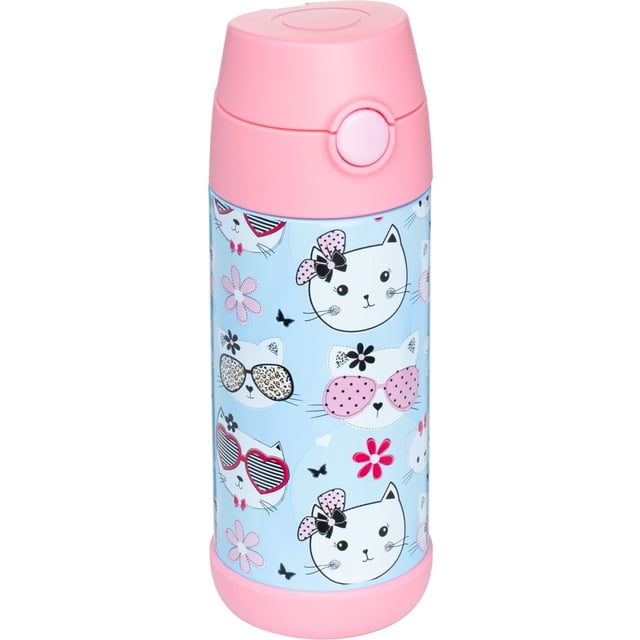 Botella de agua Snug Kids con aislamiento de acero inoxidable, 350 ml, con pajita