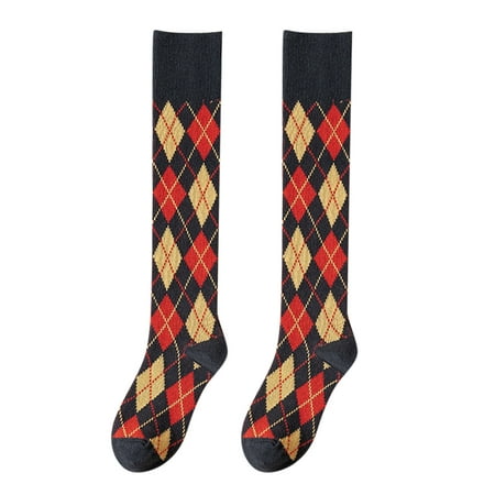 

Qxutpo Womens Socks Pure Fall Winter Warm Stockings Diamond Shaped Knee Length Stockings Socks