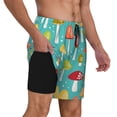 thumbnail image 3 of Picia Mushrooms pattern Mens Swim Trunks with Compression Liner Stretch Beach Shorts Quick Dry with Zipper Pockets No-Chafing Board Shorts-X-Large, 3 of 9