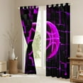 thumbnail image 3 of Erosebridal Geometric Geometry Checkered Curtains Pack of 2 (52x63),Basketball Game Black Out Curtains,Black Pink Curtains for Living Room For Youth,Super Cozy Room Decoration, 3 of 7