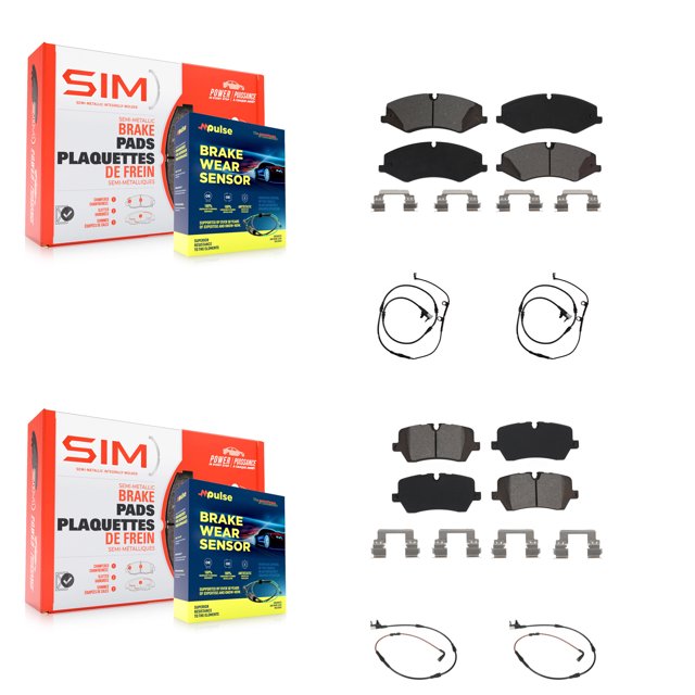 SIM Front Rear Semi-Metallic Disc Brake Pads and Wear Sensors Kit for Car Land Rover Range Sport with Brembo KSW-100149