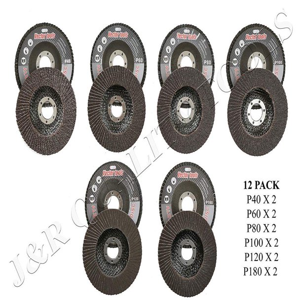 12 Assorted GRIT 4 1/2" ANGLE GRINDER SANDING FLAP DISC 40/60/80/100
