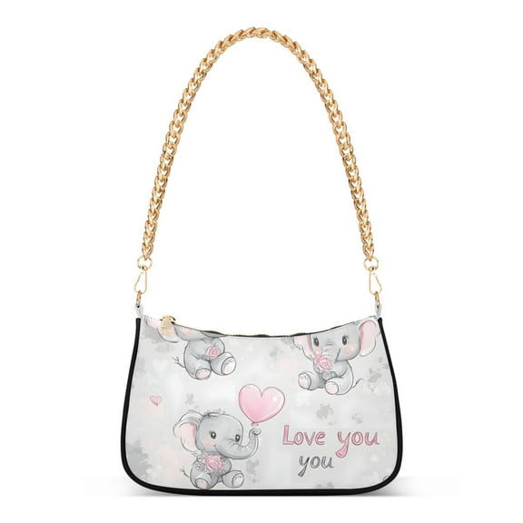 FORMRS Womens Shoulder Bag with Chain Strap Clutch Purse Cute Tote Handbag, Cartoon Elephant