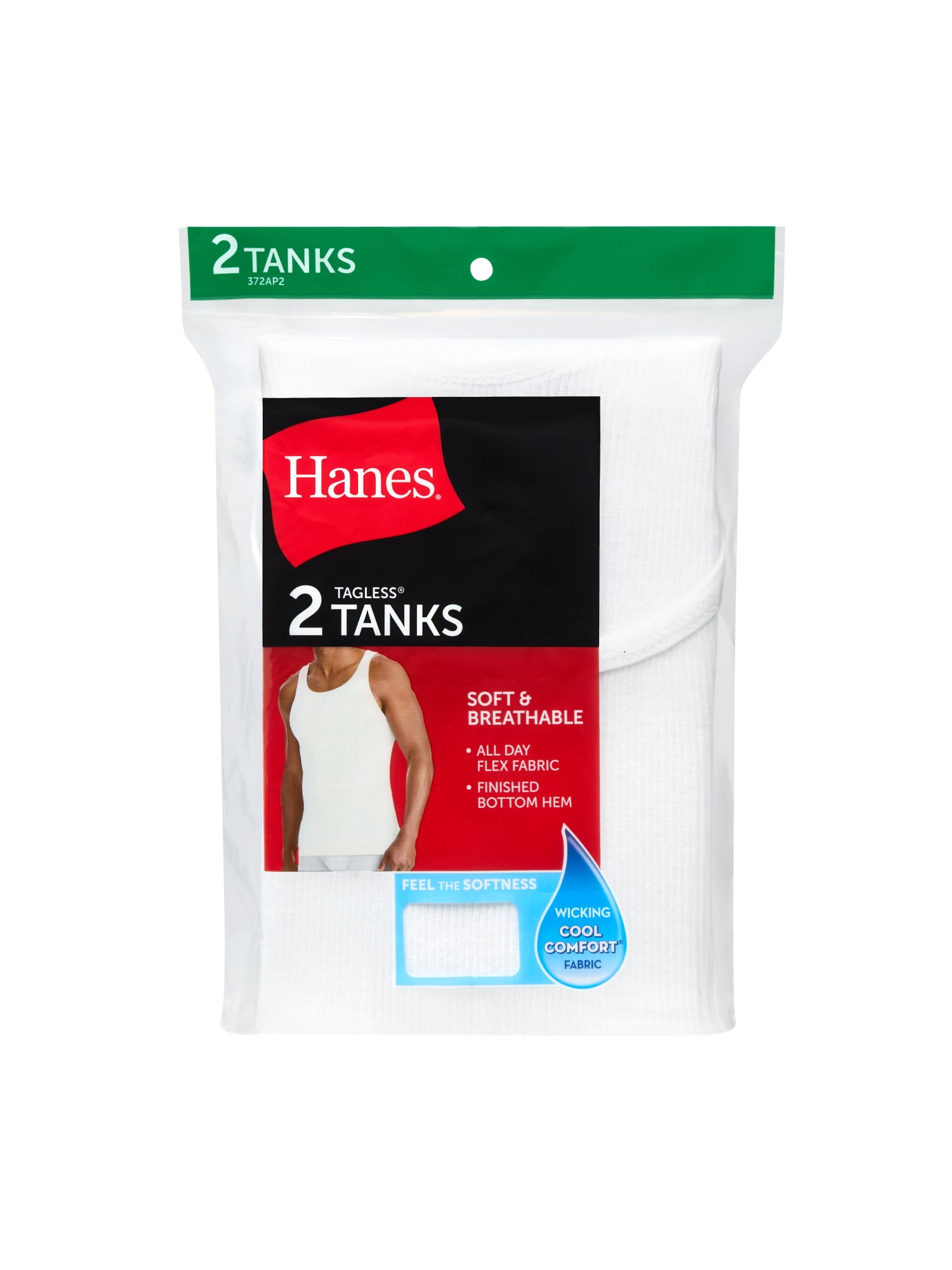 Hanes Men s Tank Undershirt Cotton Moisture Wicking White 2 Pack