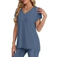 thumbnail image 7 of Xdegoge T Shirts for Women V Neck Short Sleeve Summer Tops Loose Fit Tunic Tops Dressy Casual Blouses Split Fashion Y2K Tshirts Placed Recently By Me,The Past Month Save for Later List, 7 of 7