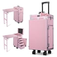 thumbnail image 1 of Byootique Bureau Mobile Station Roulante Trousse de Maquillage Table de Manucure avec Poignée Télescopique, Rose, 1 of 11
