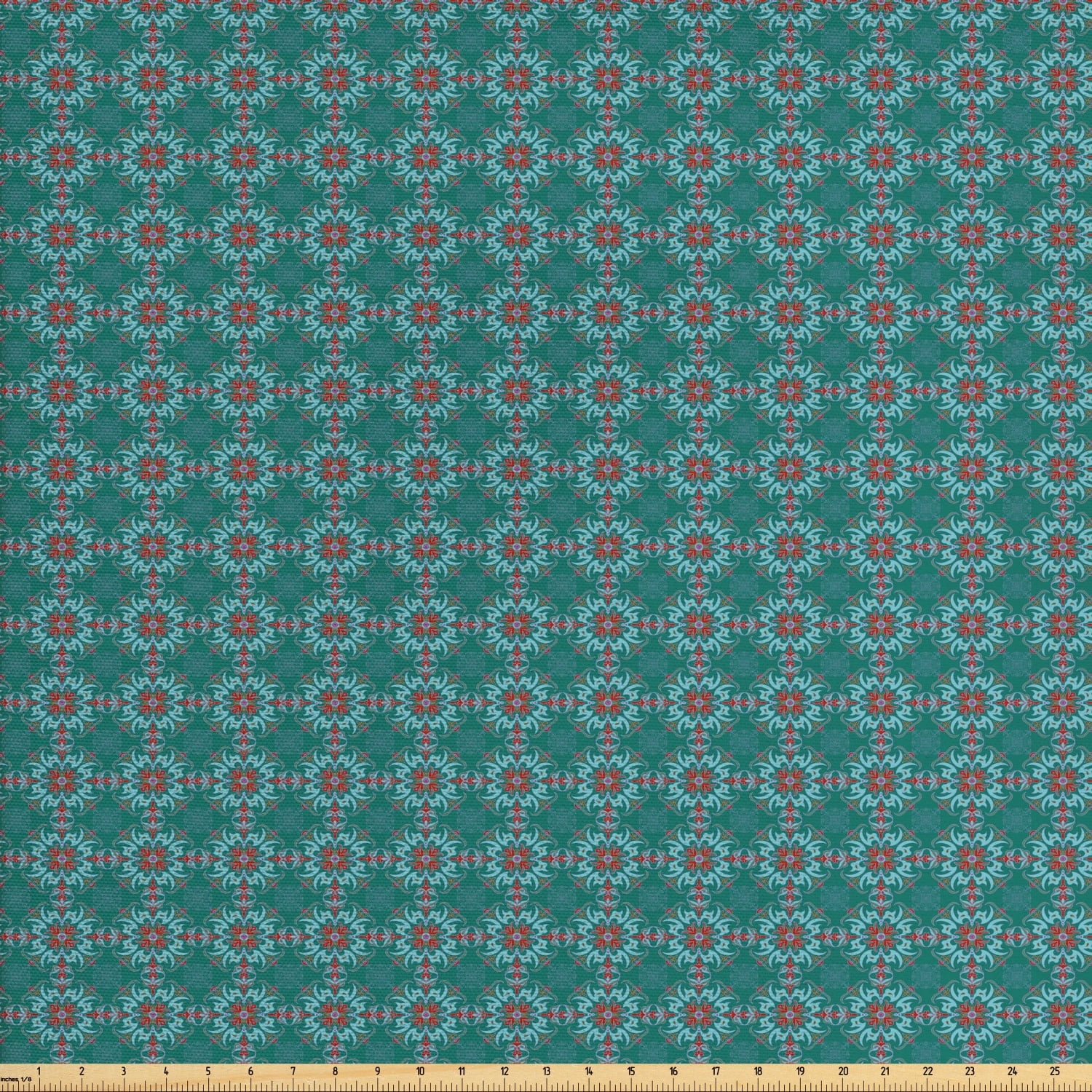 Vintage Fabric by The Yard, Traditional Vibrant Tile Pattern Abstract