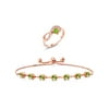 Gem Stone King 3.62 Ct Heart Shape Green Peridot 18K Rose Gold Plated Silver Ring Bracelet Set