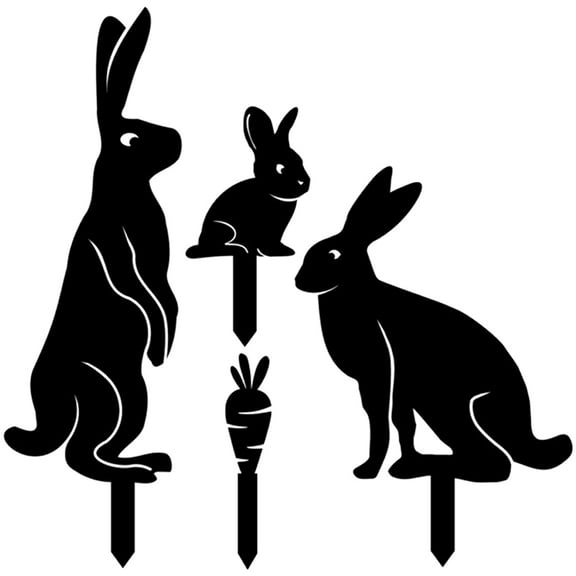 Rhewides 4-Pack Acrylic Yard Decorations Bunny Lawn Stakes Outdoor Garden Art