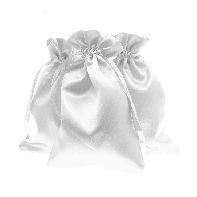 Bolsas de regalo Knitial de satén, 10 x 15 cm, con cordón blanco, 50 unidades