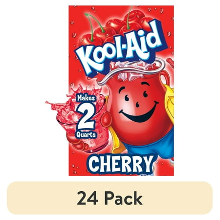 (24 pack) Kool-Aid Unsweetened Cherry Powdered Soft Drink Mix, 0.13 oz Packet, Powders