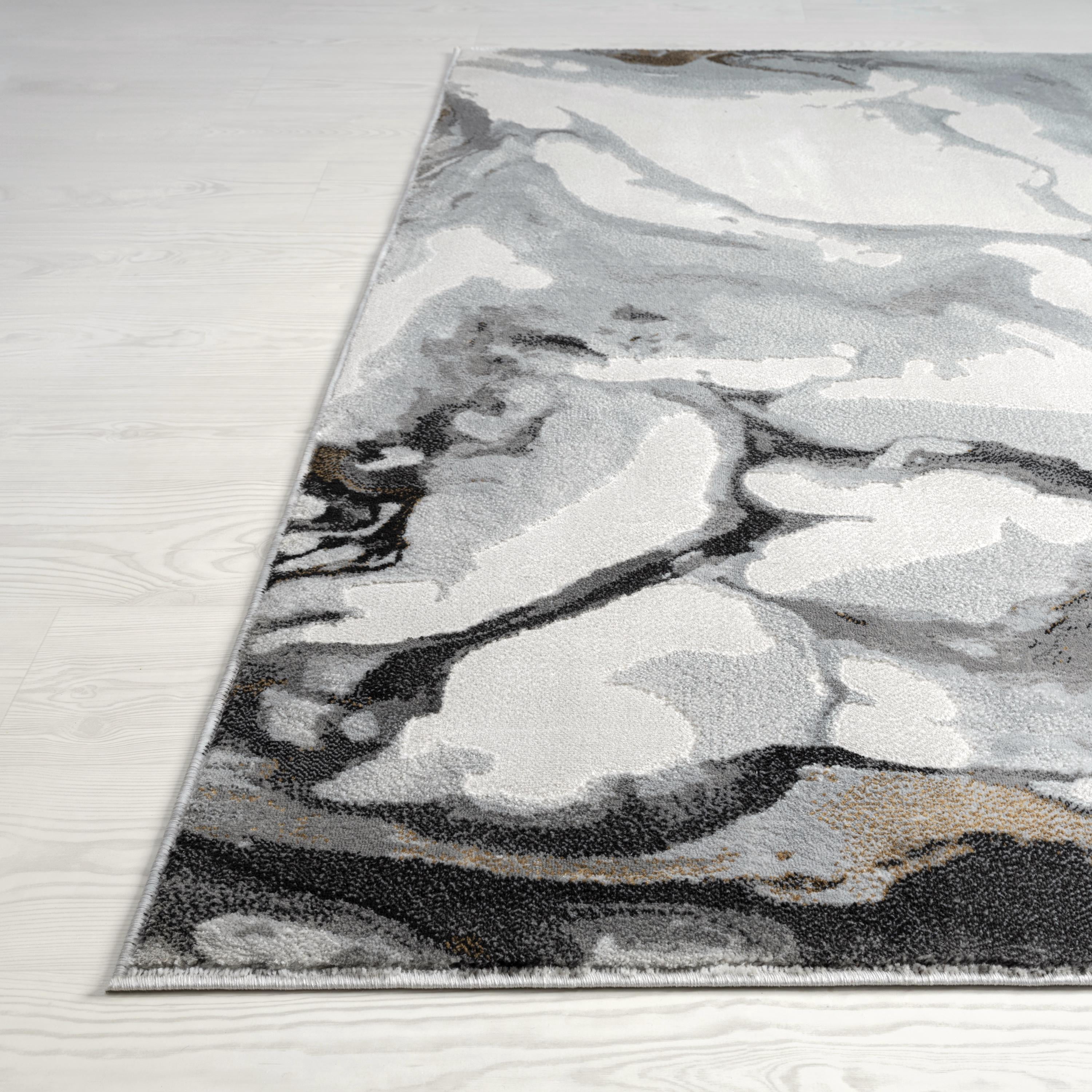 Abani Regal Collection Area Rug Mid Century Modern Bedroom Living Room Decor Floor Rug 4 x 6 Dark Grey