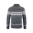 thumbnail image 3 of DYMADE Men's Argyle Print Pockets Full Zip Stand-Up Collar Sweater Cardican, 3 of 3