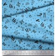 thumbnail image 2 of Soimoi Blue Modal Satin Fabric Peace On Earth Text Print Fabric by the Yard 42 Inch Wide, 2 of 3