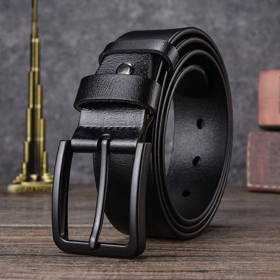 TELOLY Men Belts Leather Belt for Mens Casual Dress Belt Vintage Black Belt