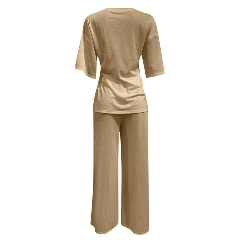  Women's Fashion Long Sleeve Casual Loose Suit Pants Set Two  Piece Set Formal Tops for Women Evening Weddings (Coffee, S) : Clothing,  Shoes & Jewelry