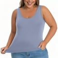 thumbnail image 2 of Yubnlvae Plus Size Tank Tops with Shelf Bra - Women's Yoga & Workout Camisoles (Padded Support, Seamless Undershirt) Light blue L, 2 of 8