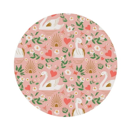 

Salouo Swan And Flowers3 Print Round Coaster Drink Coasters Leather Bar Beer Beverage Coasters for Drinks Set of 4 for Tabletop Protection Coffee Table Decor