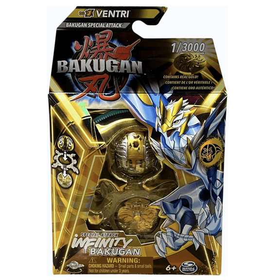 Spin Master Bakugan Special Attack Infinity Ventri Gold Limited Edition 1 of 3000, Includes Character Card and Gate Card