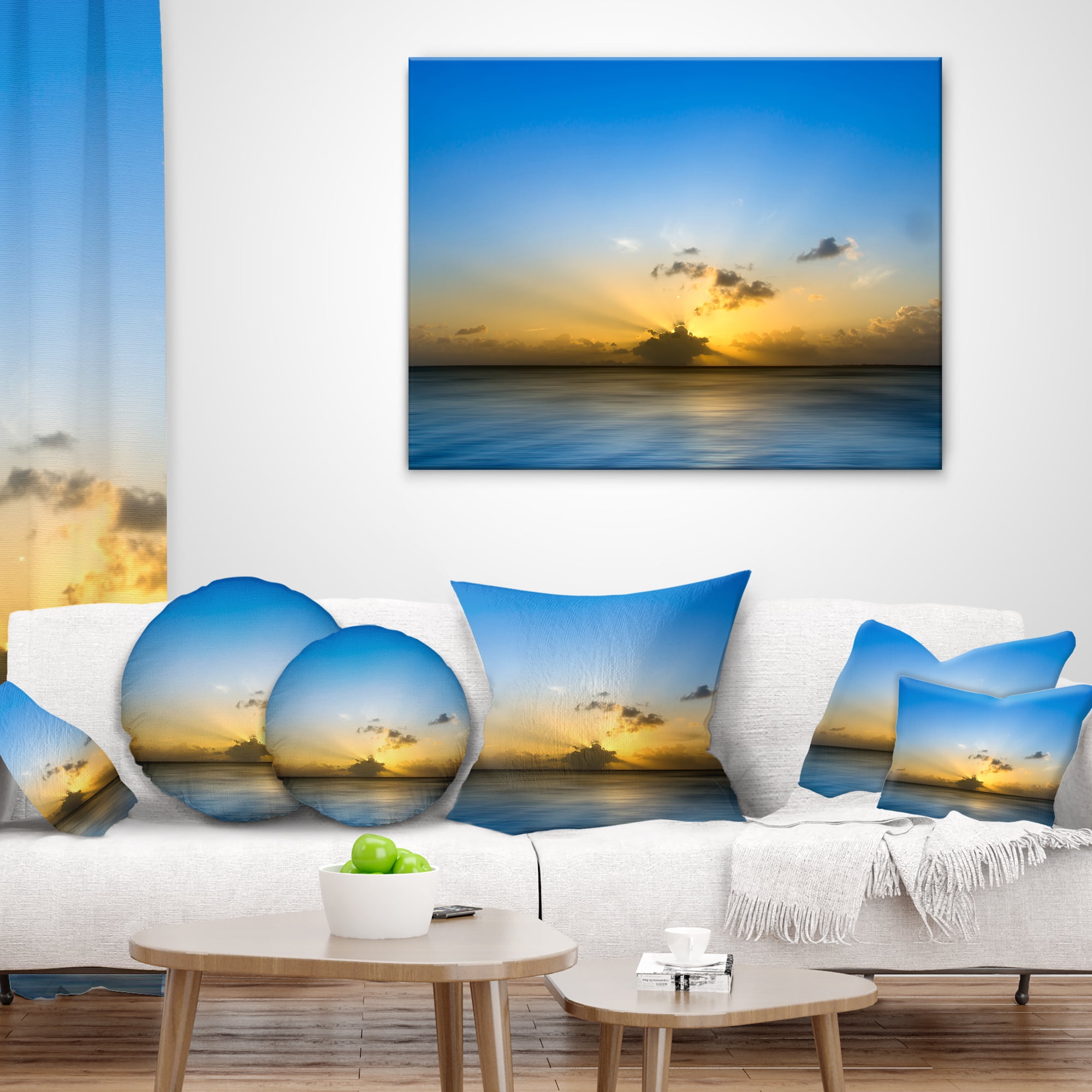 Designart Sunset Lake in South Thailand - Seashore Throw Pillow - 18x18